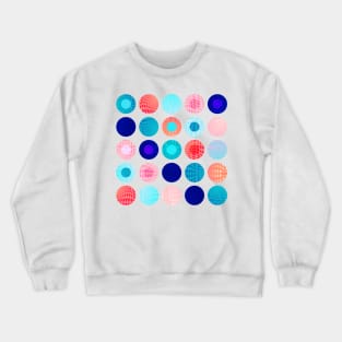 Big polka dots geometrical composition in blue and pink Crewneck Sweatshirt